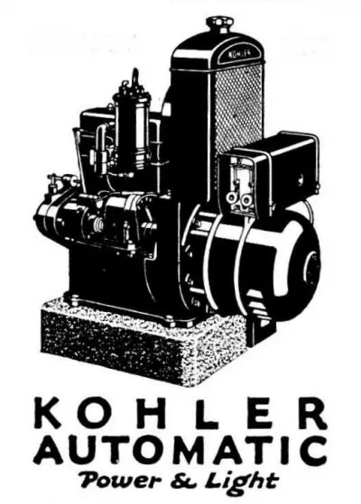 Motor original Kohler Automatic Power and Light de los primeros sistemas de generación eléctrica